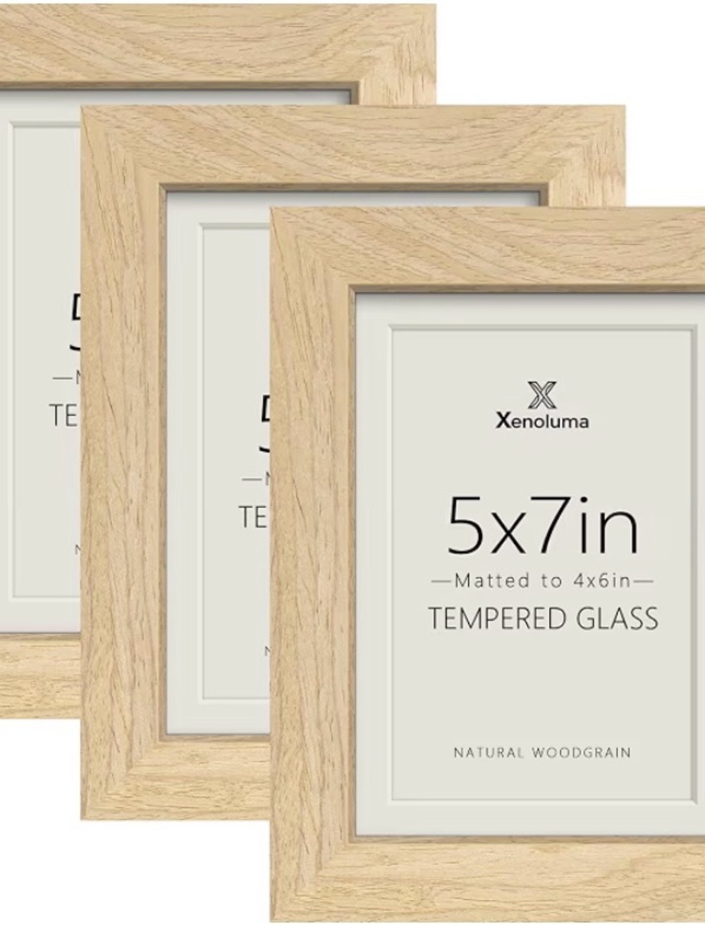 5x7in Natural Woodgrain Picture Frames - Set of 3